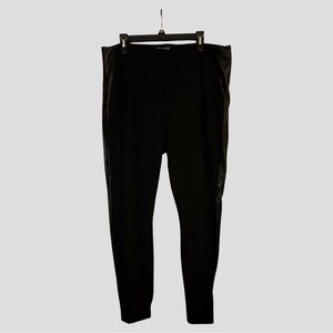 Lysse Womens High Rise Faux Leather Trim Leggings Black 2x